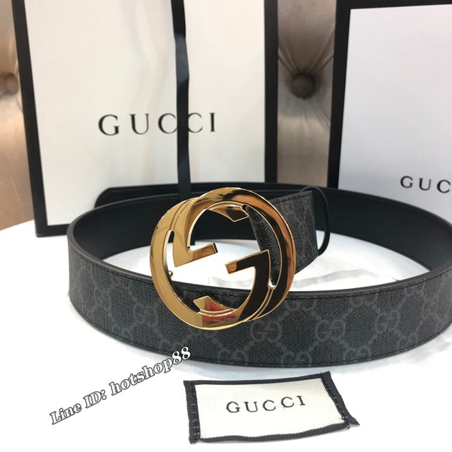 Gucci經典男士皮帶 古奇PVC人造帆布印花腰帶  jjp2518